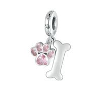 MAITONGG Chat Rose Chien Patte Breloques 925 Pendentif En Argent Sterling Coeur Perles Fit Girl Bracelet Bricolage Collier