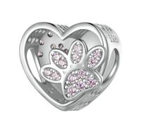 MAITONGG Chat Rose Chien Patte Breloques 925 Pendentif En Argent Sterling Coeur Perles Fit Girl Bracelet Bricolage Collier