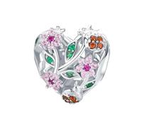 MAITONGG Perle Intercalaire 925 Argent Sterling Fleur Oiseau Breloques Pendentif Creux Coeur Perles Fit Original Bracelet Bricolage Collier Women Fabrication De Bijoux