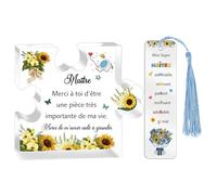 Maître Cadeaux D'enseignant Élèves Panneaux Puzzle Marque-Page Ensemble De 2 Cadeaux D'anniversaire Journée Remise Diplômes Plaques Acrylique Décorations Noël Hommes Journée Souvenirs Tournesol Merci