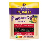 MAÎTRE PRUNILLE - Pruneaux d’Agen Avec Noyaux - Fruits Secs Cuisine - Calibre 44/55 - Riche En Fibres Et Potassium - Facilite La Digestion - Sans Conservateur - Nutri-Score A - Label IGP - Sachet 500g