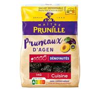 MAÎTRE PRUNILLE - Pruneaux d’Agen Dénoyautés - Fruits Secs Cuisine - Calibre 55/66 - Riche En Fibres Et Potassium - Facilite La Digestion - Sans Conservateur - Nutri-Score A - Label IGP - Sachet 1kg