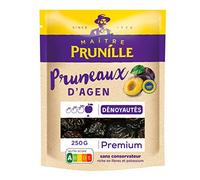 MAÎTRE PRUNILLE - Pruneaux d’Agen Premium Dénoyautés - Calibre 28/33 - Riche En Fibres Et Potassium - Facilite La Digestion - Sans Conservateur - Nutri-Score A - Label IGP - Sachet 250 g