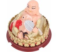 Maitreya Buddha Ornament Solar Light Sensing Nodding Rocking Fan Plastic Lucky Maitreya Buddha Statue for Car Center Console Desktop Checkout Counter