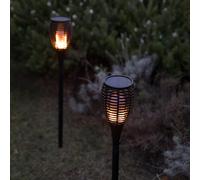 Lumisky – Lot de 2 mini torches solaires – MINI MAITY SUN H70 cm – Effet flamme LED blanc chaud