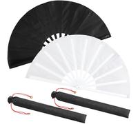 Maitys 2 Packs de Grands Éventails Pliants à Main 33 cm - Éventails à Claquer Grands Chinois Portables pour la Danse en Ligne, Tai Chi, Festival, Kung Fu, Art Martial, Cadeau - Inclus 2 Pochettes