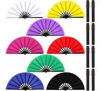 Maitys Grands éventails chinois pliants pour danse en ligne, pour hommes et femmes, festivals, tai-ji, kungfu, arts martiaux, cadeaux (multicolore, lot de 8)