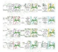 Maitys Lot de 24 blocs de notes adhésives inspirantes en vrac avec carte, ruban de motivation, stylos à bille positifs pour équipe, bureau, collègue, enseignant, infirmière (eucalyptus)