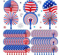 Maitys Lot de 60 éventails pliants pour le 4 juillet, motif drapeau américain, 4 juillet patriotique, motif patriotique, éventails ronds en papier pour les fêtes patriotiques du 4 juillet