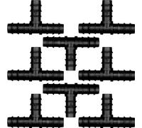 Maitys Lot de 8 raccords en T barbelé pour irrigation goutte à goutte, raccords en T barbelé universels de 1,27 cm, connecteurs de tuyau d'arrosage en plastique goutte à goutte, noir (Tee)