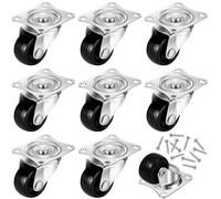 Maitys Lot de 8 roulettes pivotantes profilées de 2,5 cm pour meubles, petites roulettes pivotantes en polypropylène sans bruit à 360 degrés, capacité de poids totale de 29,9 kg pour appareils