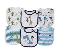 Maiwamita Lot de 6 bavoirs bébé en coton imperméable pour filles et garçons, avec boutons-pression pour la bave et le repas (Multi10)