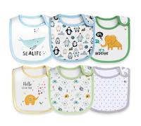 Maiwamita Lot de 6 bavoirs bébé en coton imperméable pour filles et garçons, avec boutons-pression pour la bave et le repas (Multi6)