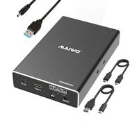 MAIWO Boîtier Raid Double Baie pour Disque Dur SATA SSD HDD 2,5", Raid 0/1/JBOD/PM, USB 3.1 Gen 2 10 Gbit/s avec UASP, capacité de 16 to, Baie de Disque Dur Externe en Aluminium