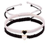 MAIYIDACK Lot de 2 bracelets réglables tricotés à la main pour couple avec âme sœur, petit ami, petite amie, meilleur ami, amour éternel, bijoux cadeaux pour homme et femme