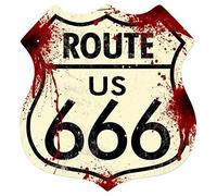 Maizeco Plaque décorative en métal avec inscription « Route 666 », 30,5 x 30,5 cm, pour terrasse, salon, magasin, salle de sport