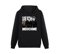 MAIZHECLUB Men's Casual Shirt Indochine Fashion Vintage Indochine Pop Francophonie Laventurier Canary Bay New Wave French Music Band Black XXL