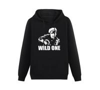 MAIZHECLUB Men's Hoody Marlon Brando Wild One Retro Movie Film Black S