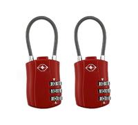 Maizoon Lot de 2 cadenas à combinaison à 3 chiffres approuvés par la TSA avec mot de passe réinitialisable pour bagages de voyage, valise, bagages, durable, élégant, compact - Rouge