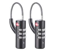 Maizoon Lot de 2 cadenas à combinaison approuvés par la TSA - Pour voyage, affaires, école - Pour bagages, valise, bagage - Durable - Élégant et compact - Noir