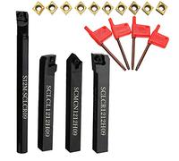 Maizoon Lot de 4 Porte-Outils CNC S12M-SCLCR09 SCLCR1212H09 SCLCL1212H09 SCMCN1212H09 + 10 Inserts en Carbure + 4 Clés Tour à Rainurer Interne Robuste DZ07