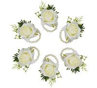 Maizoon Lot de 6 fleurs de poignet pour mariage, demoiselle d'honneur, planification d'événements de mariage, fleurs de poignet faites à la main