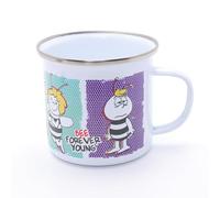 MAJA / E01 - Tasse émaillée avec anse et coffret cadeau - Robuste et durable - Sous licence officielle, tasse à petit-déjeuner, cadeau pratique, récipient pour tous les fans de Maya l'abeille.