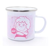 MAJA / E06 - Tasse émaillée avec anse et coffret cadeau - Robuste et durable - Sous licence officielle, tasse à petit-déjeuner, cadeau pratique, récipient pour tous les fans de Maya l'abeille.
