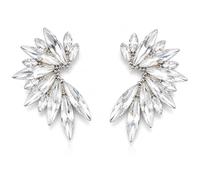 MAJALE Boucles d'oreilles pour cérémonie, mariage, remise de diplôme, soirée d'été ou fête élégante - Style bohème chic - Femme élégante avec cristaux - Design floral sophistiqué, Talla única, Cristal