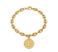 MAJALE Bracelet gourmette avec Médaille de Saint Benoît ou Vierge Miraculeuse en Acier Inoxydable Doré - Protection Spirituelle - Chaîne Calabrot Résistant à l'eau - Médaille Religieuse, Talla única
