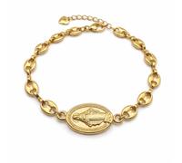 MAJALE Bracelet gourmette avec Médaille de Saint Benoît ou Vierge Miraculeuse en Acier Inoxydable Doré - Protection Spirituelle - Chaîne Calabrot Résistant à l'eau - Médaille Religieuse, Talla única