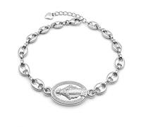 MAJALE Bracelet gourmette avec Médaille de Saint Benoît ou Vierge Miraculeuse en Acier Inoxydable Doré - Protection Spirituelle - Chaîne Calabrot Résistant à l'eau - Médaille Religieuse, Talla única