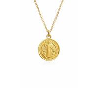 MAJALE Collier médaille de Saint Benoît plaqué argent ou or - Amulettes de protection - Livré dans une boîte - Spirituel - Médaille religieuse homme et femme, Talla única, Acier inoxydable