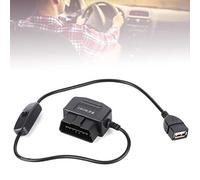 Majatou Câble de charge OBD2, câble de charge USB OBD2 de 47,5 cm, connecteur 16 broches pour caméra GPS DVR de voiture