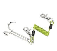 Majatou Double crochet récif en acier inoxydable 316, Crochet de dérive de plongée, Récif Crochets Plongeur Crochet Plongée, Double crochets à cintre récifs avec lanière de bobine en spirale (vert)