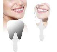 Majatou Miroir en Forme de dent, Miroir à Main poignée Mignonne, Miroirs d'inspection Dentaire, Portable Miroirs Dentaire, poignée en Plastique pour Clinique Dentaire, Salon