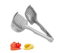 Majatou Oignon Tomate Citron Trancheuse, Pince à Fruits Ronde À Main Polyvalent Porte-Oignon en Acier Inoxydable Trancher Simple Fruit Légume Cuisine Coupe Aide Cuisine Outils