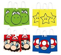 MAJEQZGY Mario Lot de 12 sacs cadeaux en papier avec poignées pour fête d'enfant - Sacs cadeaux pour anniversaire d'enfant, Halloween, bonbons