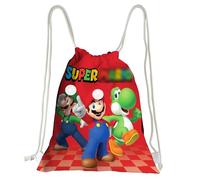 MAJEQZGY Mario Sac de gym avec cordon de serrage - Grand sac à dos de sport avec cordon de serrage - Pour homme et femme - Voyage - Plage - Sac d'école pour enfants, garçons, filles, Jeu rouge, 40 x