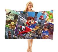 MAJEQZGY Mario - Serviette de bain avec impression 3D - Pour enfants - Ultra douce - Super absorbante - Durabilité - Pour la plage, la salle de bain, les adolescents (scène du film)