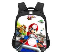 MAJEQZGY Super Bro Sac à dos d'école imprimé 3D pour enfants 35,5 cm Grande capacité Sacs à dos de voyage Sacs à livres Sac d'école pour enfants Sac à dos, Compétition de voitures de course, 38 x 28 x