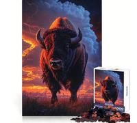 Majesté du Bison au crépuscule Puzzle de 1000 pièces pour Adolescents Développe la logique Loisirs paisibles Bords Nets Cadeau mémorable (38x52cm)