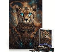 Majesté du Guépard Céleste Puzzle de 1000 pièces pour Adolescents Savoir se Souvenir du Pouvoir,Évasion sereine,Bords précis,Cadeau d'anniversaire (38x52cm)