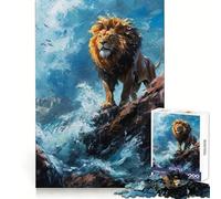 Majesté du Lion en Bord de Mer Puzzle de 1000 Pièces pour Adultes Jeu de Réflexion Joie en Famille Découpe de Précision Joli Cadeau (50x75cm)