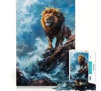 Majesté du Lion en Bord de Mer Puzzle de 1000 Pièces pour Adultes Jeu de Réflexion Joie en Famille Découpe de Précision Joli Cadeau (50x75cm)