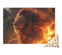 Majesté Lion Feu 1000 Pièce Carton Extra Épais Puzzle Classique Collecteurs Impossible Difficile Défi du Jeu Éducatif 38x26cm/1000pcs
