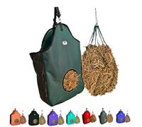 Majestic Ally 1200D Sac fourre-tout pour mangeoire à foin pour chevaux, moutons avec bordure réfléchissante, réduit les déchets, livré avec filet à foin de 91,4 cm (vert chasseur)