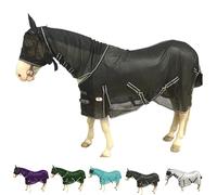 Majestic Ally Drap anti-mouches pour cheval avec cache-cou et masque de tête, respirant, protection contre les UV et les morsures, sangles de corps réglables, accessoire d'embarquement ou de