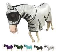 Majestic Ally Drap anti-mouches pour cheval avec cache-cou et masque de tête, respirant, protection contre les UV et les morsures, sangles de corps réglables, accessoire d'embarquement ou