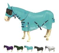 Majestic Ally Drap anti-mouches pour cheval avec cache-cou et masque de tête, respirant, protection contre les UV et les morsures, sangles de corps réglables, accessoire d'embarquement ou d'aiguillage